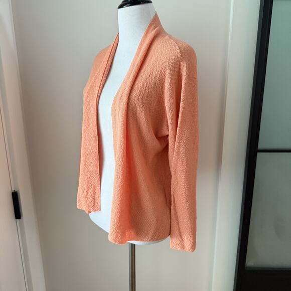 Eileen Fisher Cardigan Women’s Size Large 100% Wool Open Front Orange Peach - Picture 2 of 11